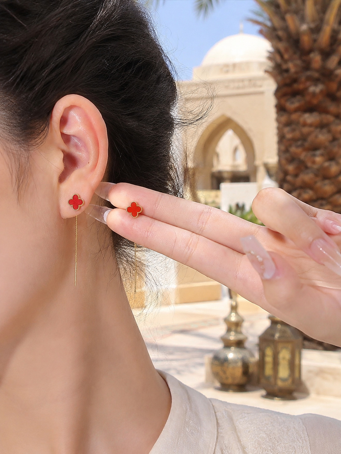 Red Clover Drop Earrings