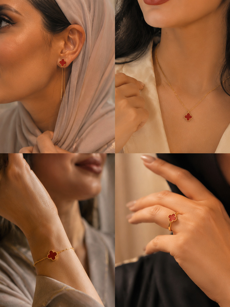 Red Clover Drop Earrings
