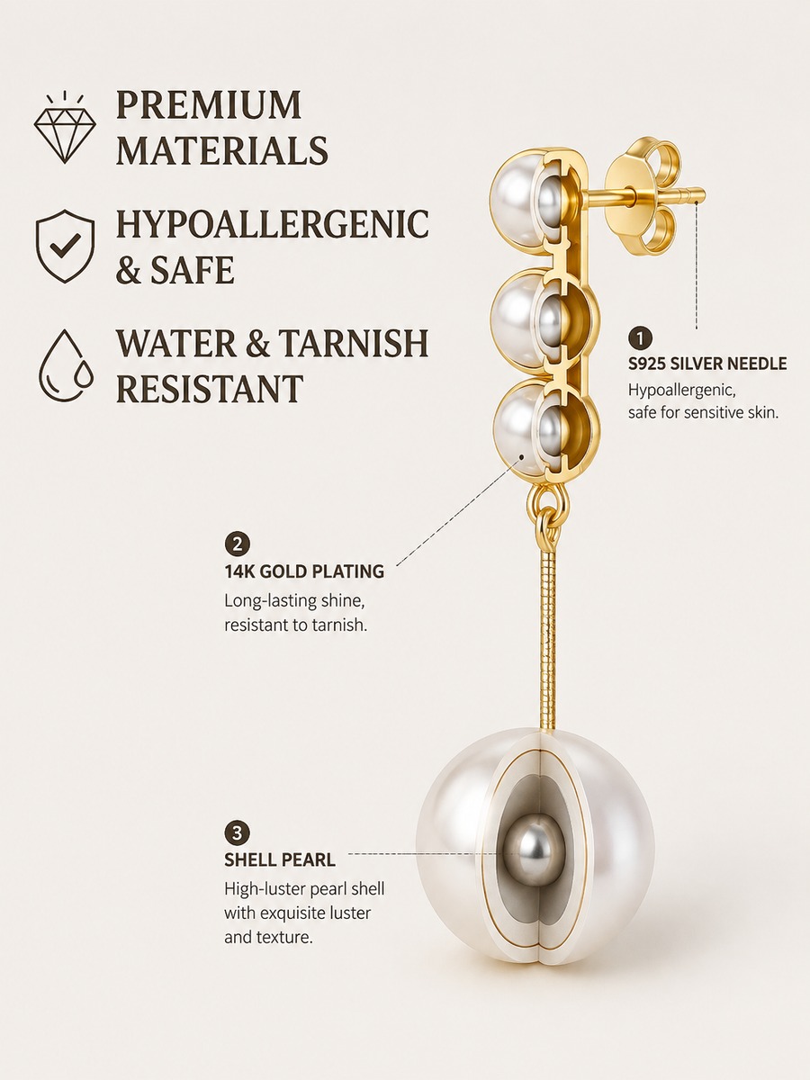 White Pearl Dangle Earrings