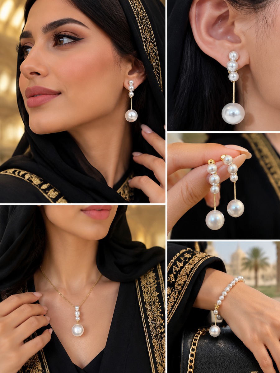 White Pearl Dangle Earrings