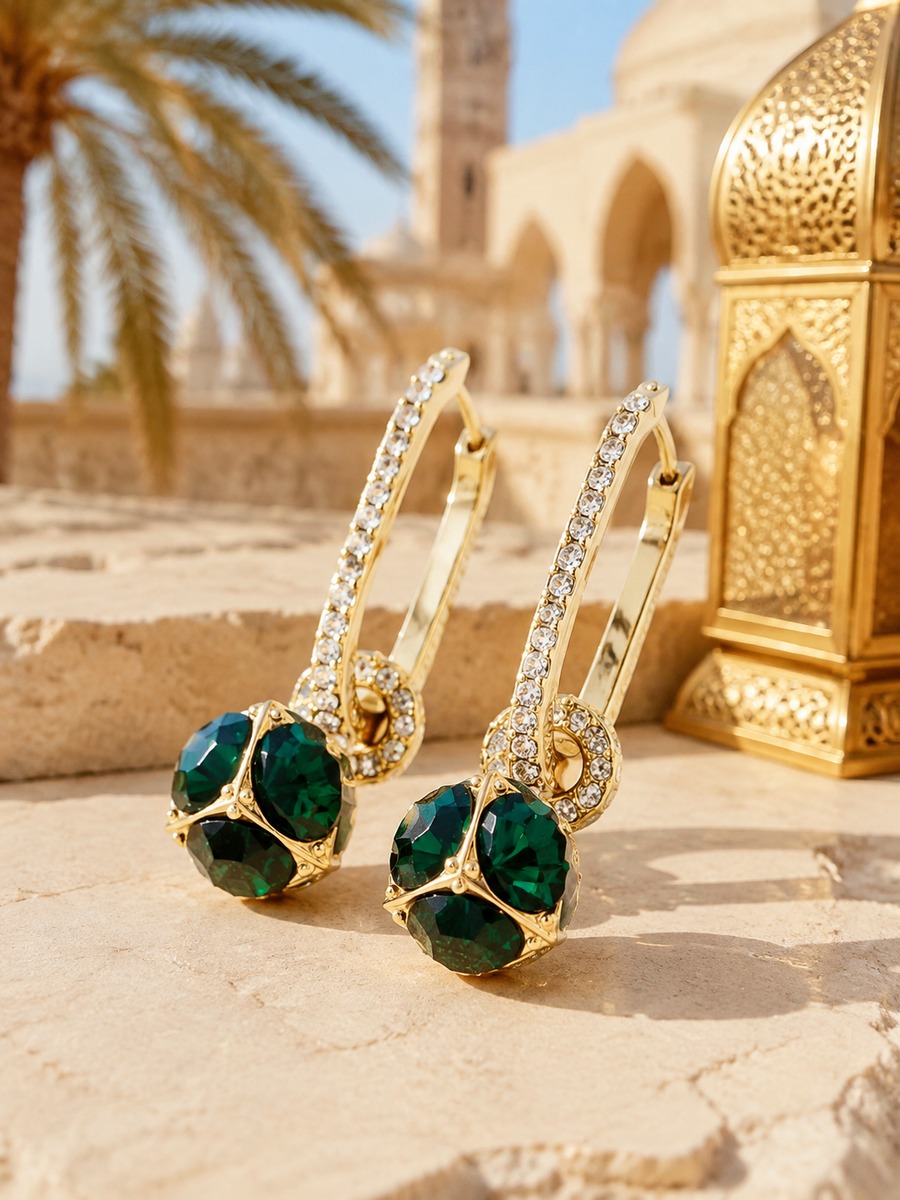 Emerald Green Crystal Drop Earrings