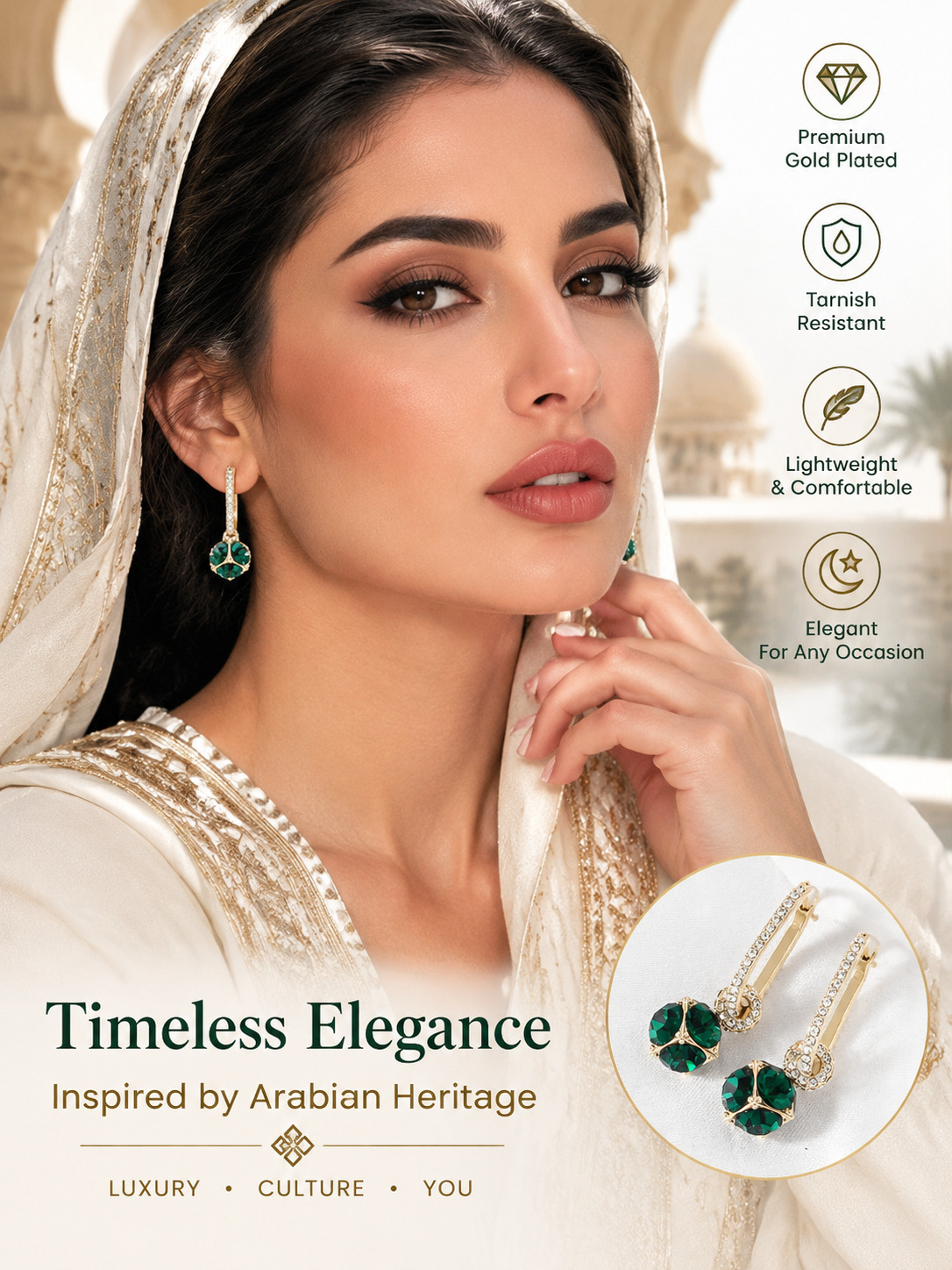 Emerald Green Crystal Drop Earrings