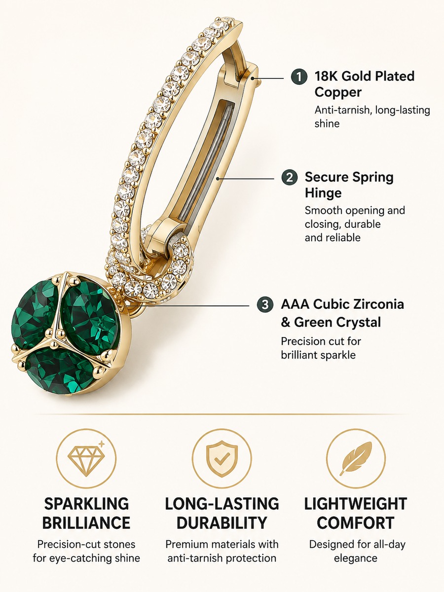 Emerald Green Crystal Drop Earrings
