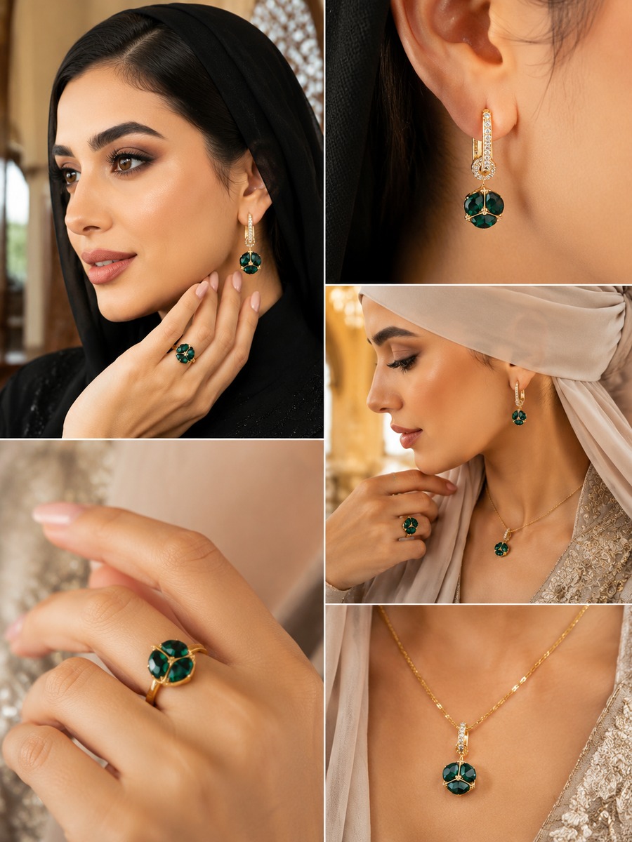 Emerald Green Crystal Drop Earrings