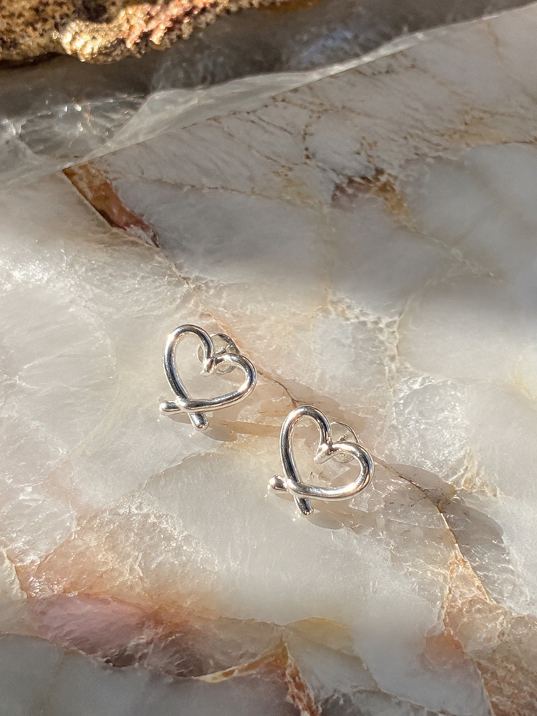Silver Heart Stud Earrings