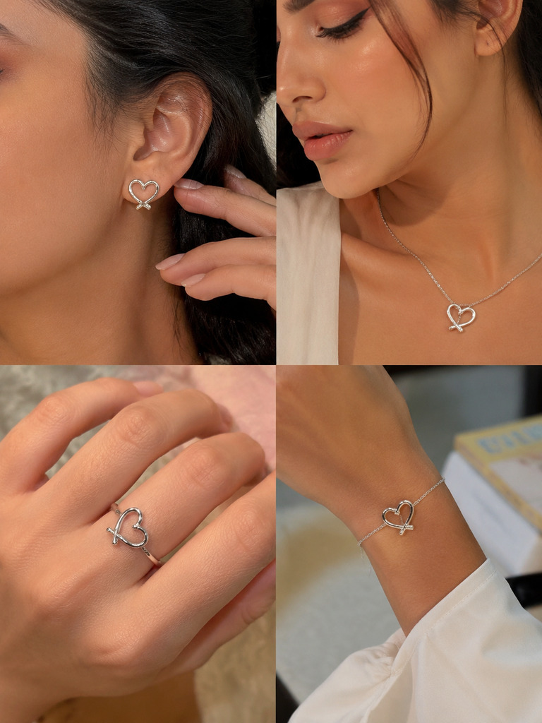Silver Heart Stud Earrings
