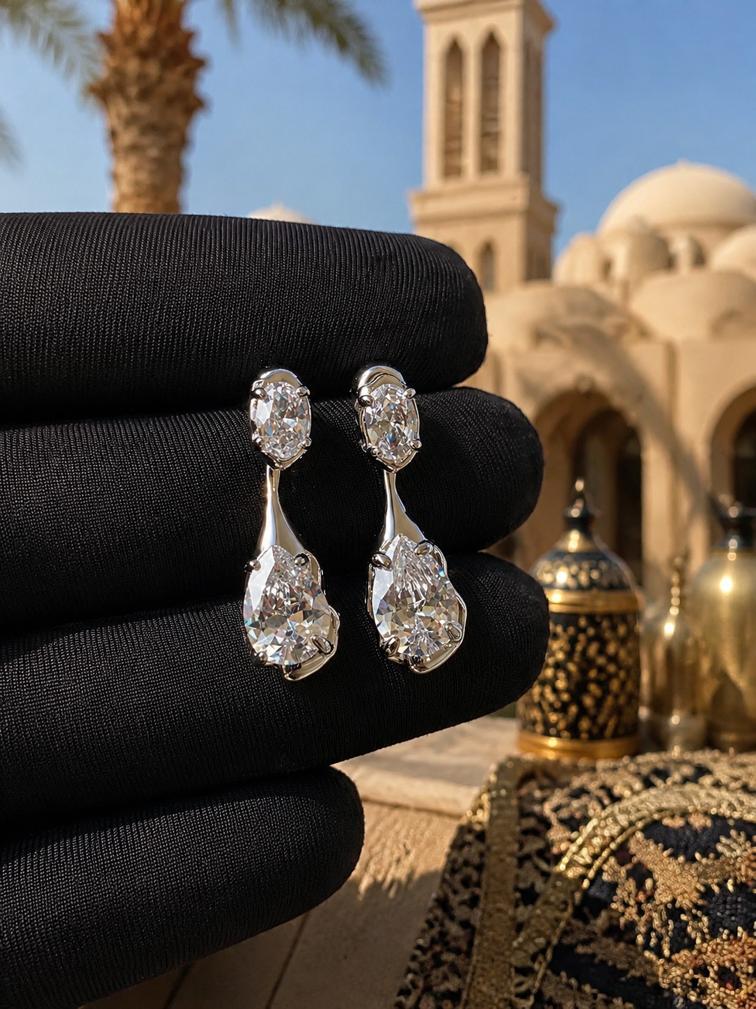 Silver Dangle Earrings with Zirconia