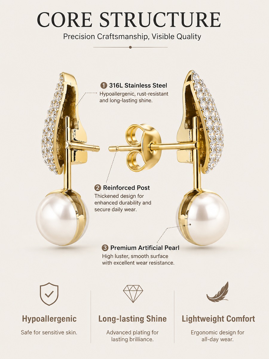 Pave Crystal and Pearl Drop Earrings