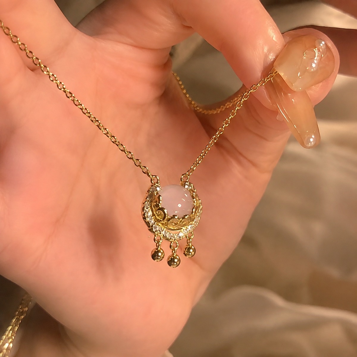 Moon Rose Quartz Necklace