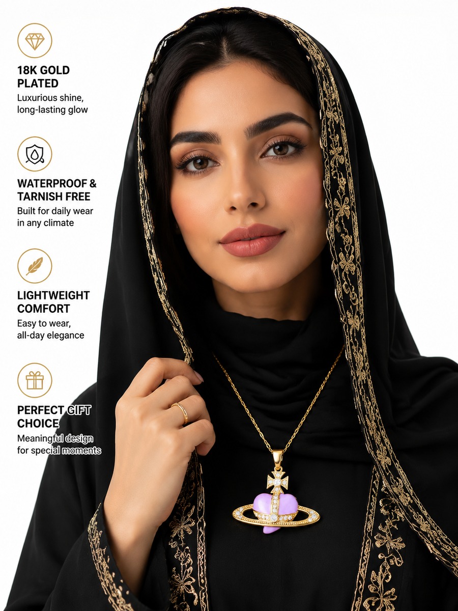 Gold Plated Purple Heart Orb Necklace