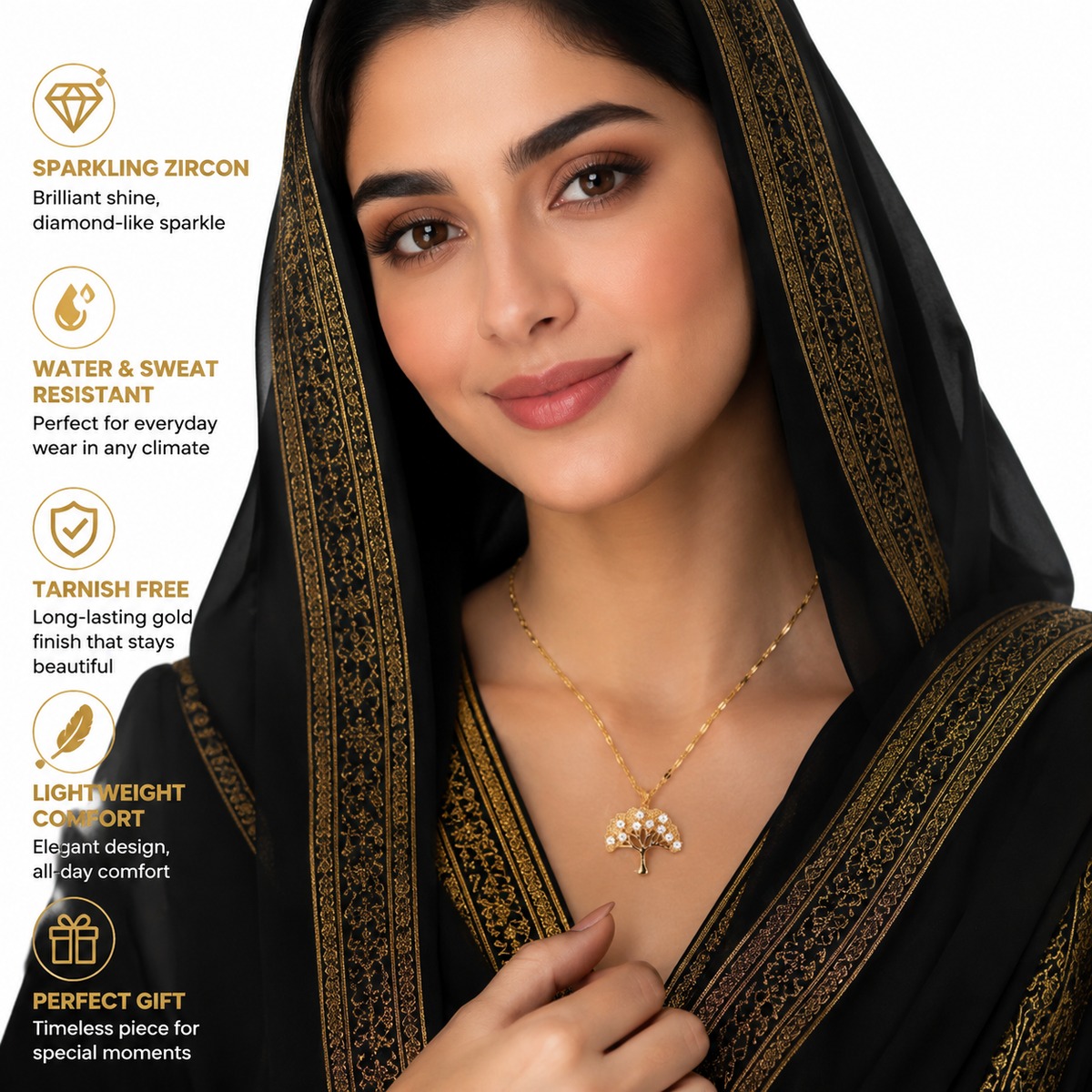 Golden Tree of Life Pendant Necklace