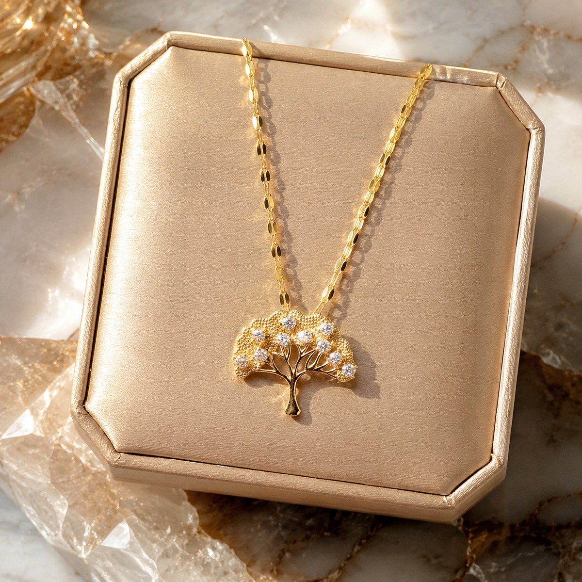 Golden Tree of Life Pendant Necklace