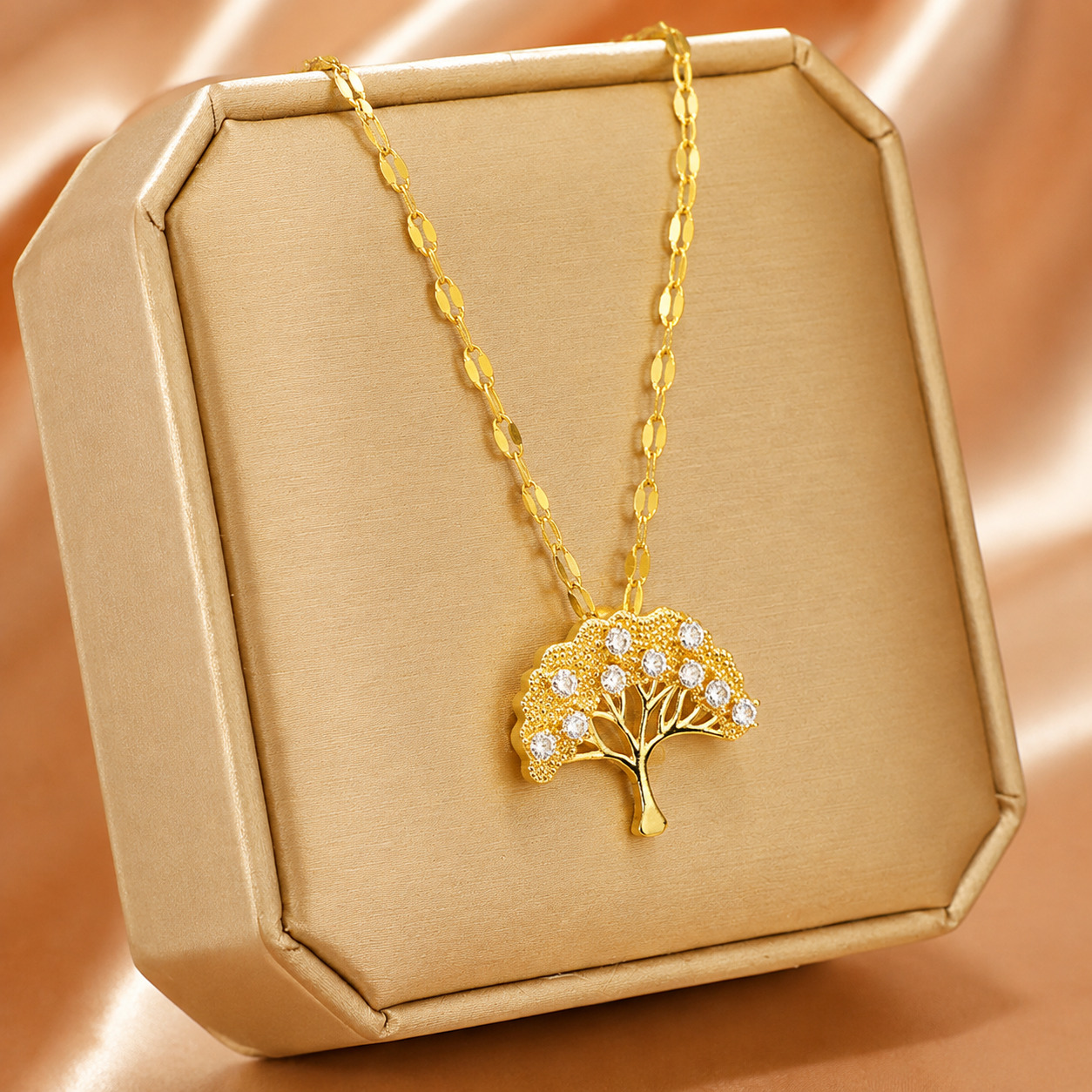 Golden Tree of Life Pendant Necklace