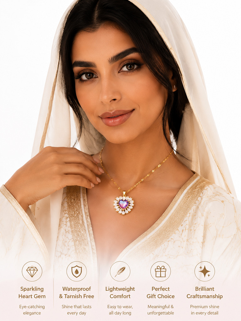 Amethyst Purple Heart Necklace