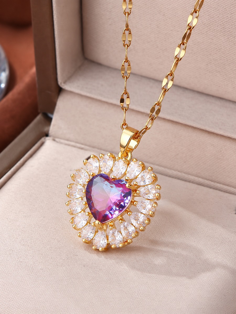 Amethyst Purple Heart Necklace