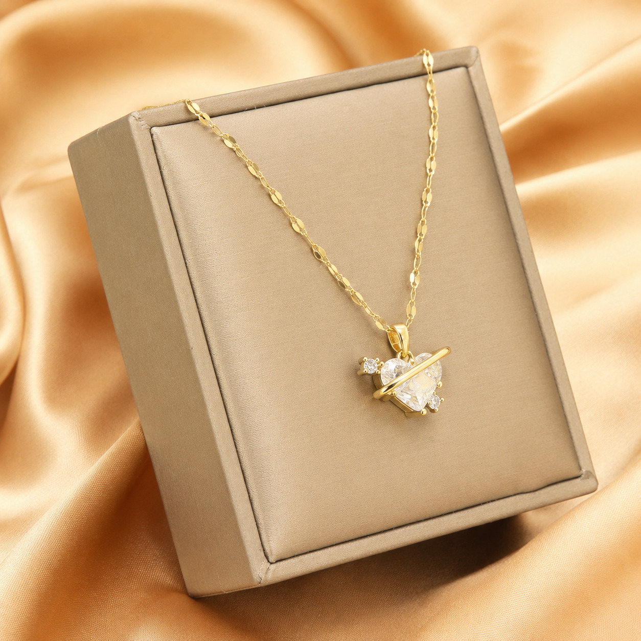 Gold Plated Heart Pendant Necklace