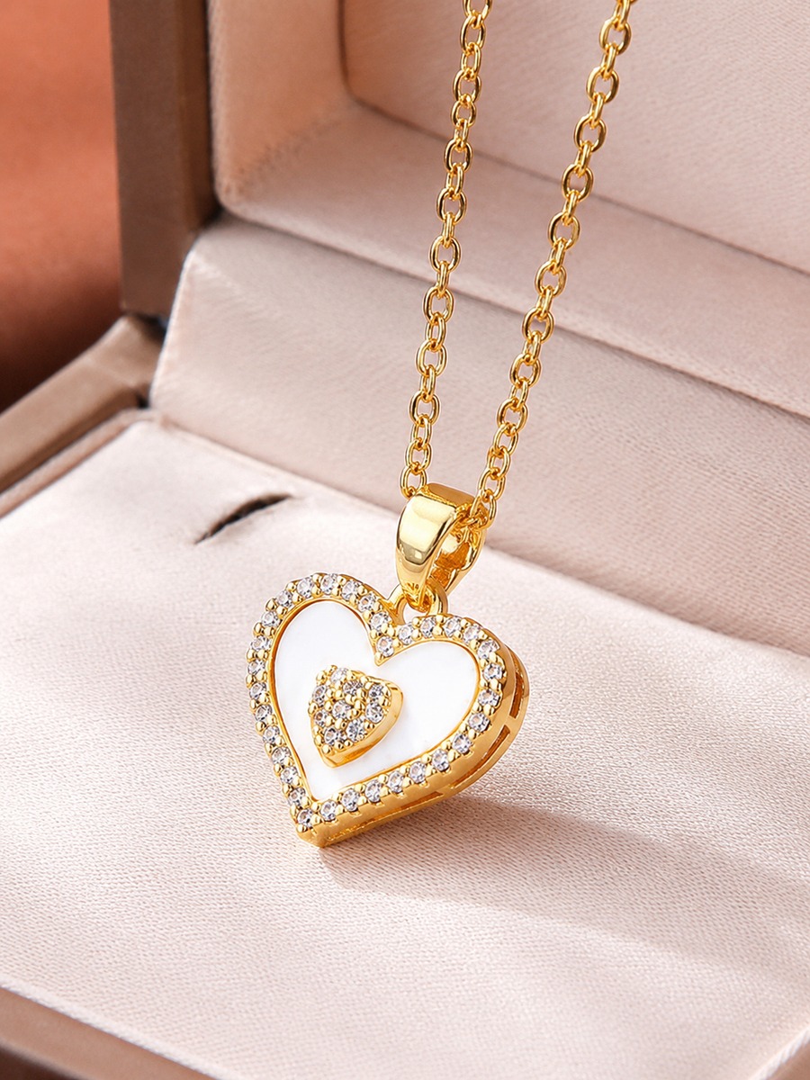 White Double Heart Necklace