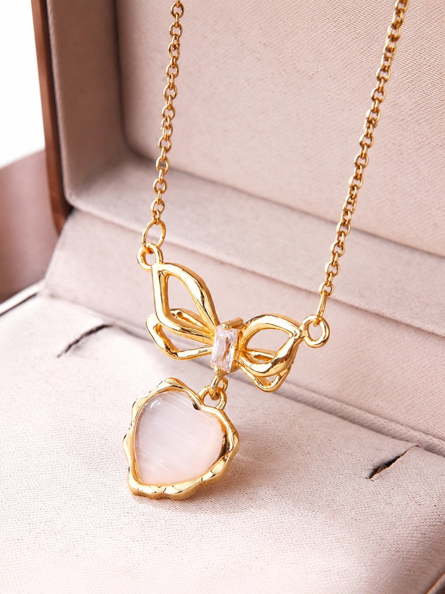 Bow Heart Pendant Necklace
