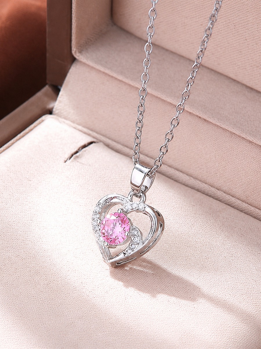 Pink Heart Pendant Necklace