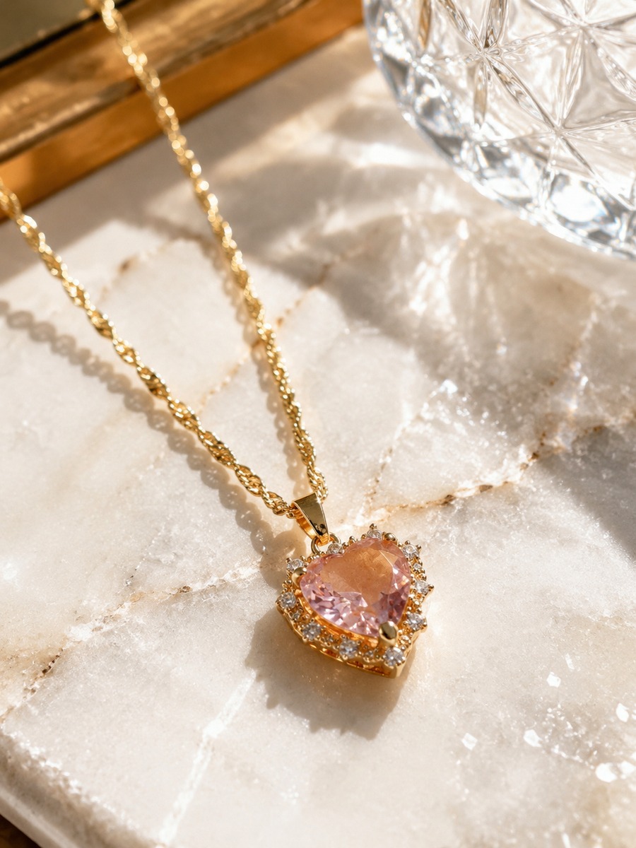 Pink Heart Pendant Necklace