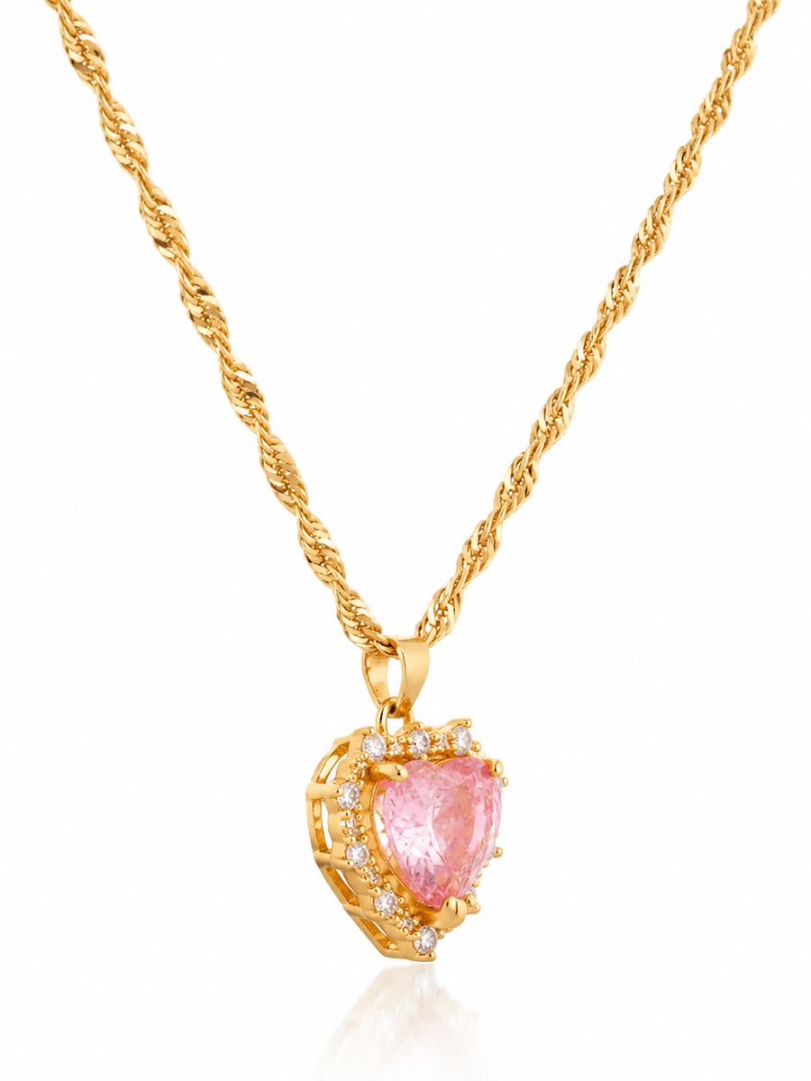 Pink Heart Pendant Necklace