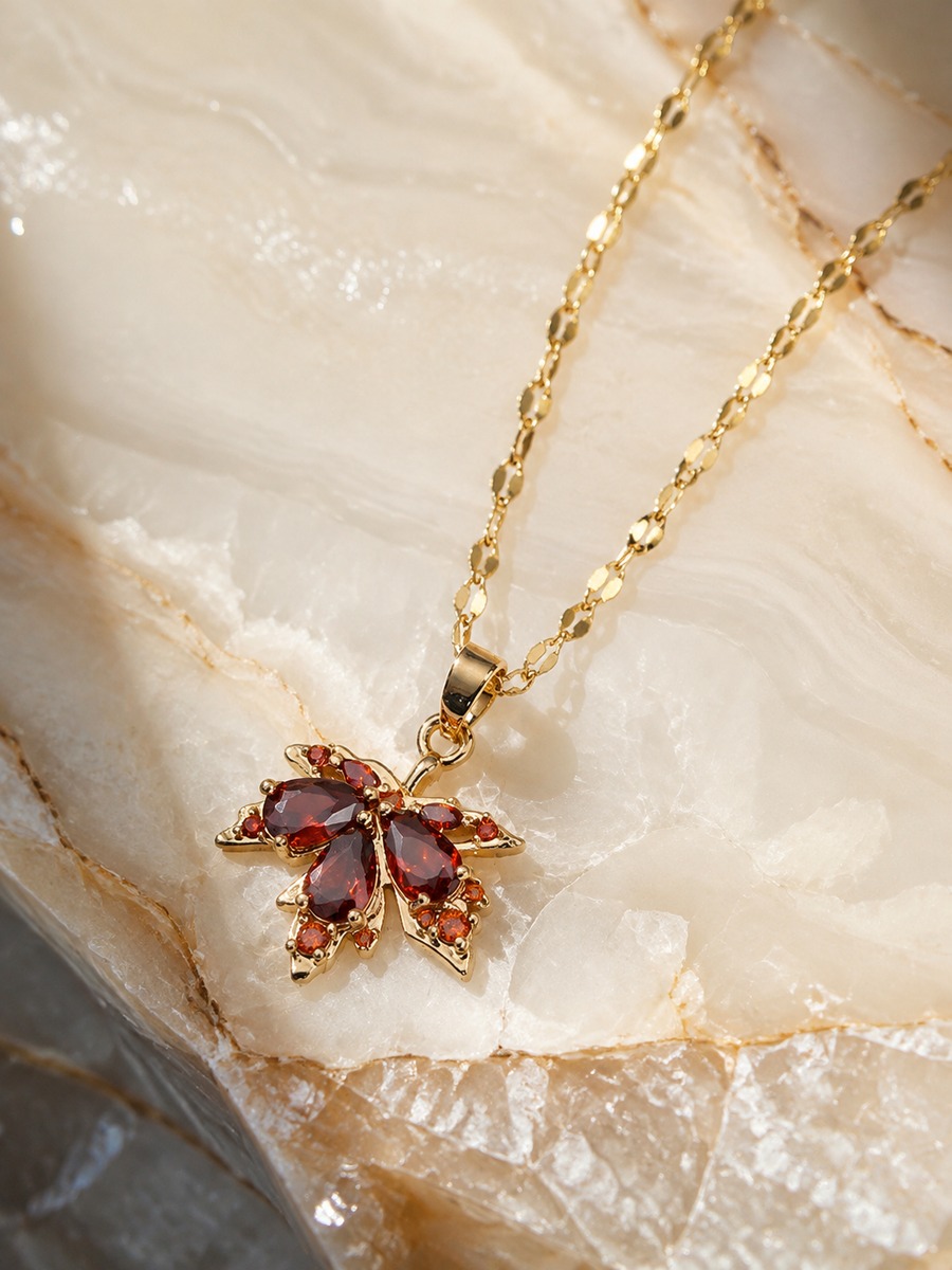 Burgundy Flower Necklace