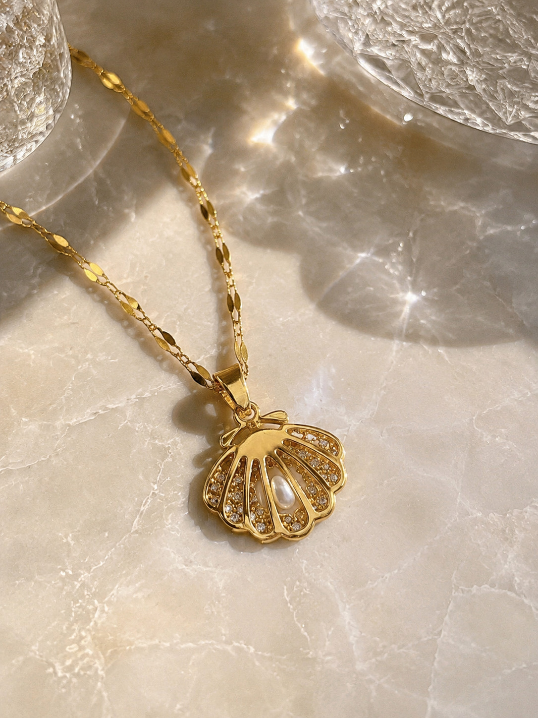 Golden Crescent Shell Necklace