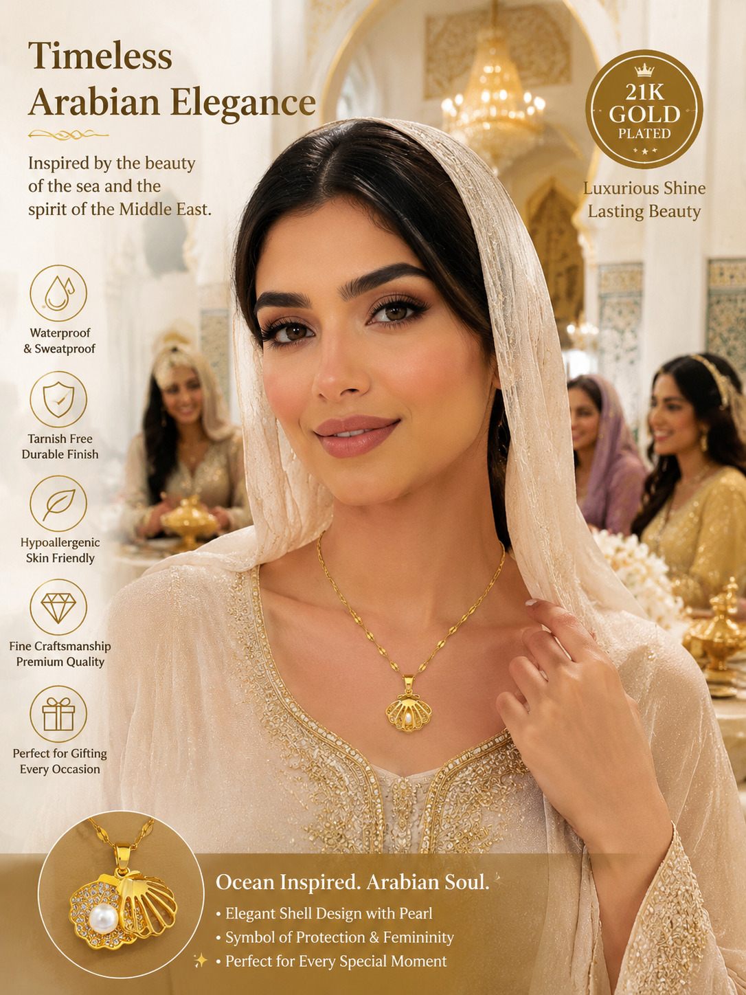 Golden Crescent Shell Necklace