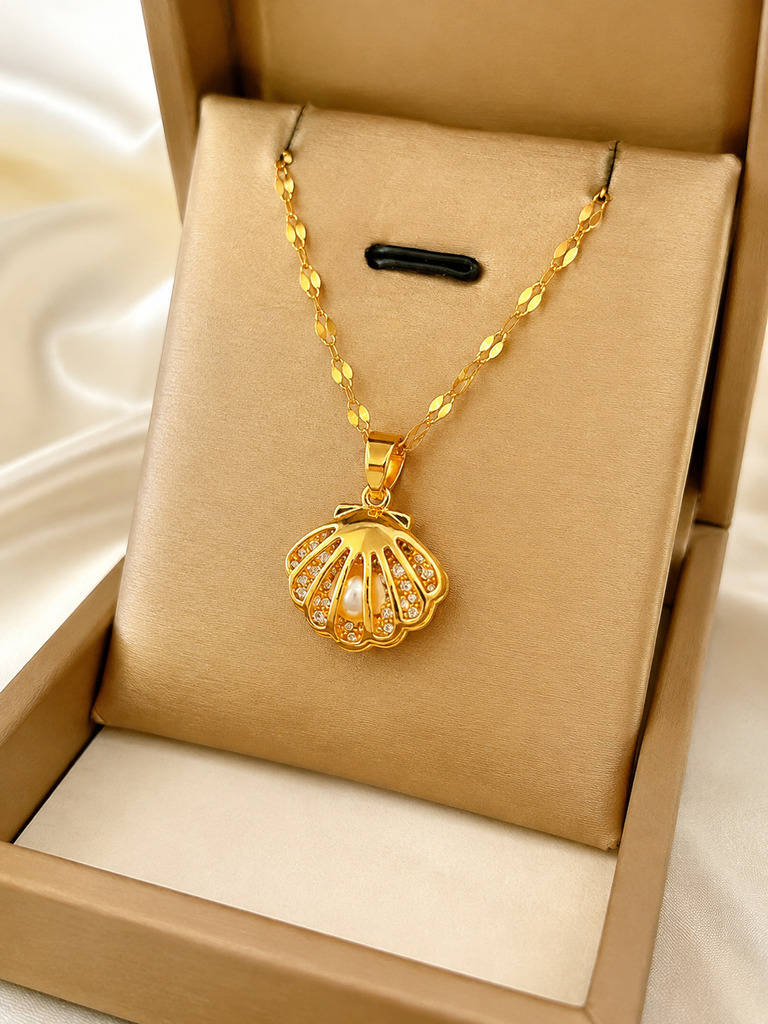 Golden Crescent Shell Necklace