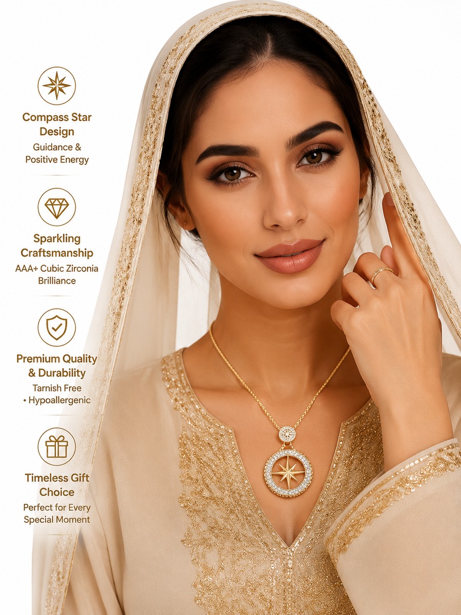 Gold Compass Star Pendant Necklace