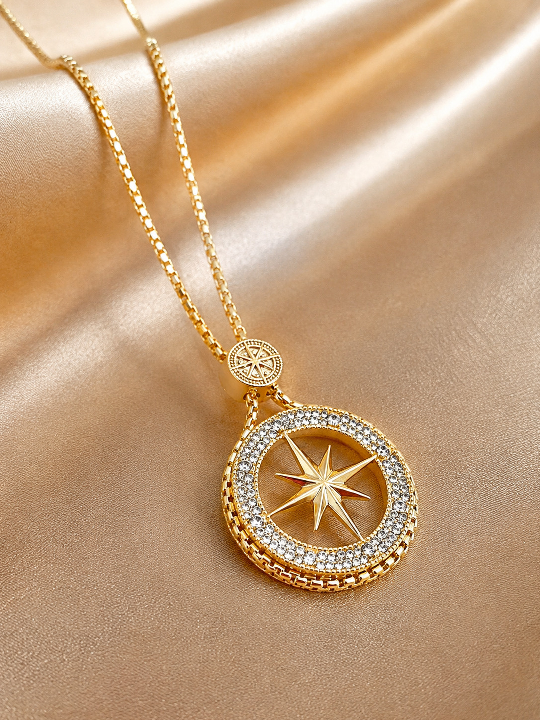 Gold Compass Star Pendant Necklace
