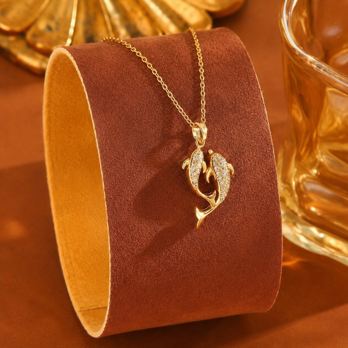 Gold Dolphin Pendant Necklace