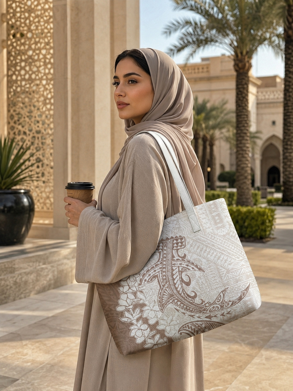 Khaki Printed Tote 