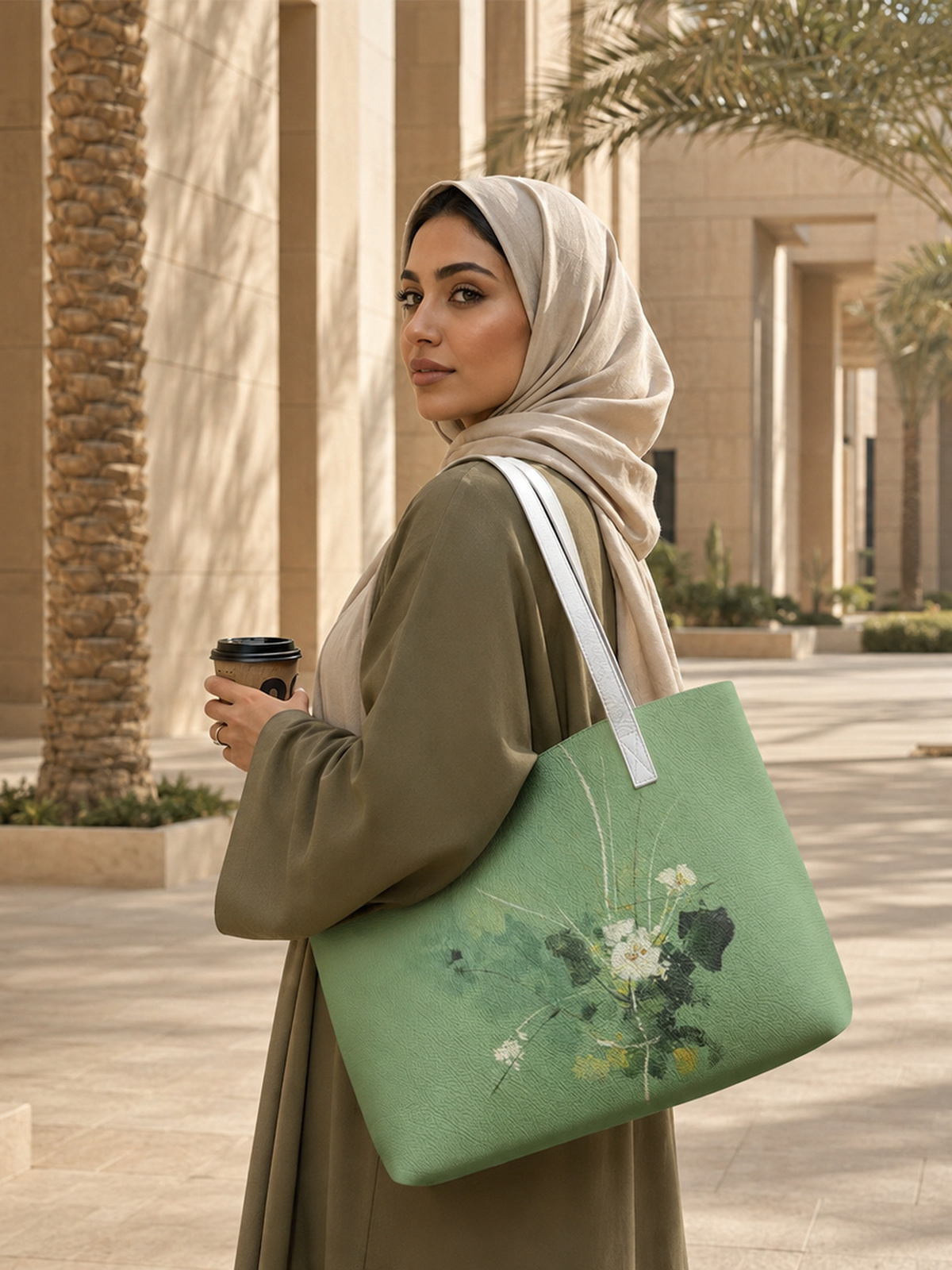 Green Printed Tote 