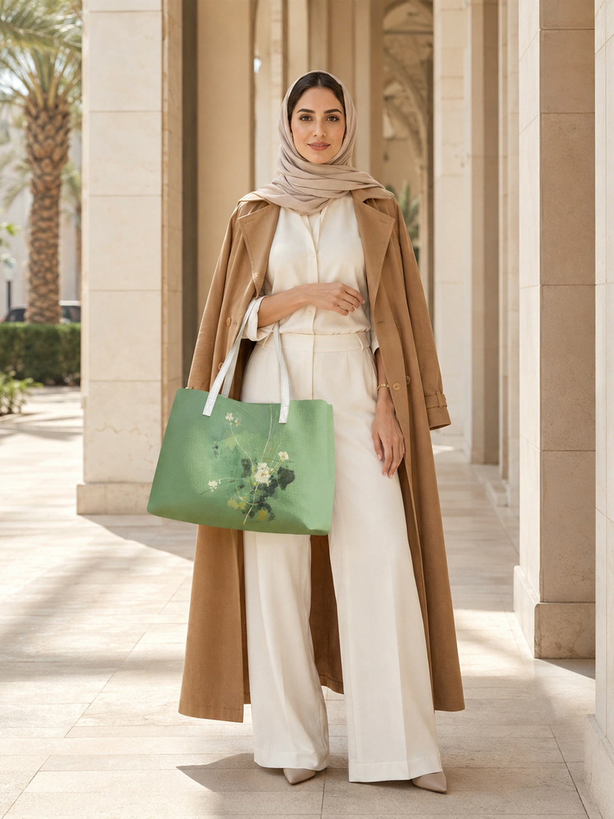 Green Printed Tote 