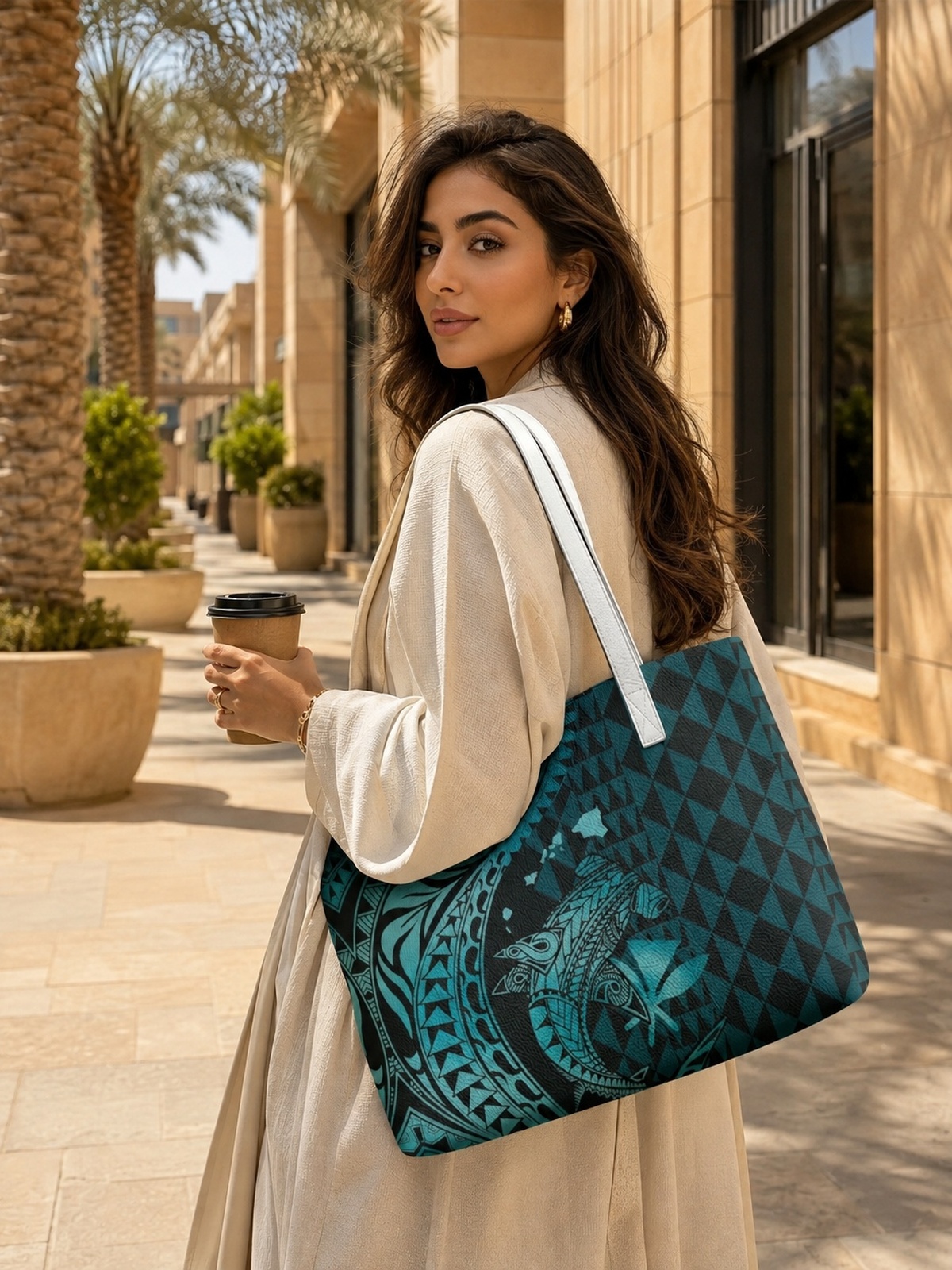 Turquoise Printed Shoulder Bag