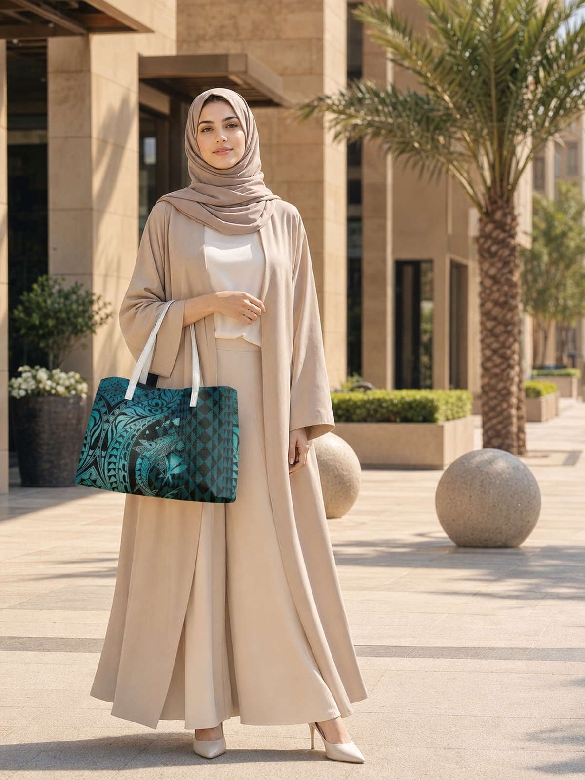 Turquoise Printed Shoulder Bag