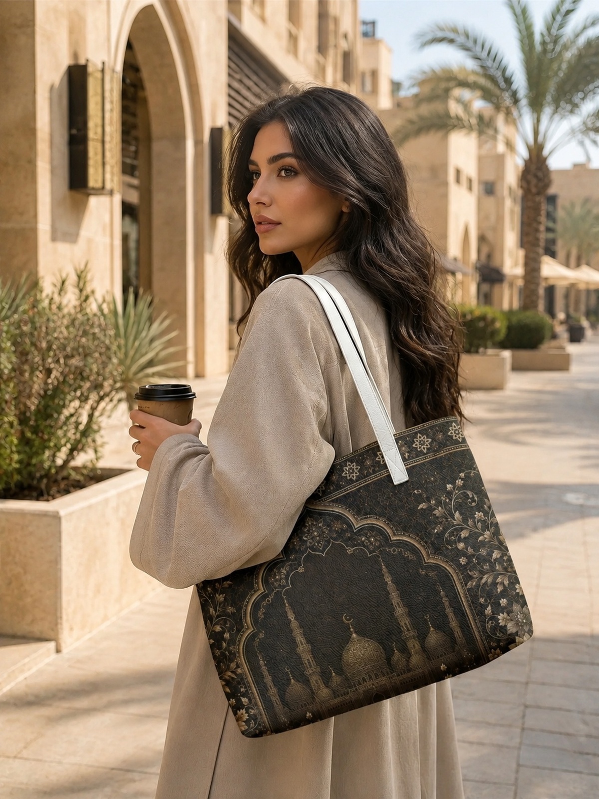 Brown Printed Tote 