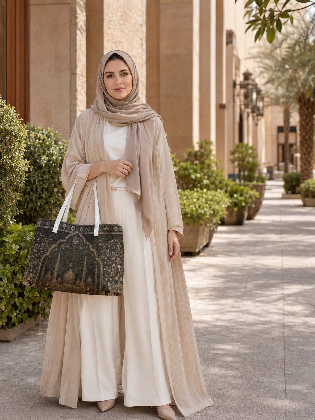 Brown Printed Tote 
