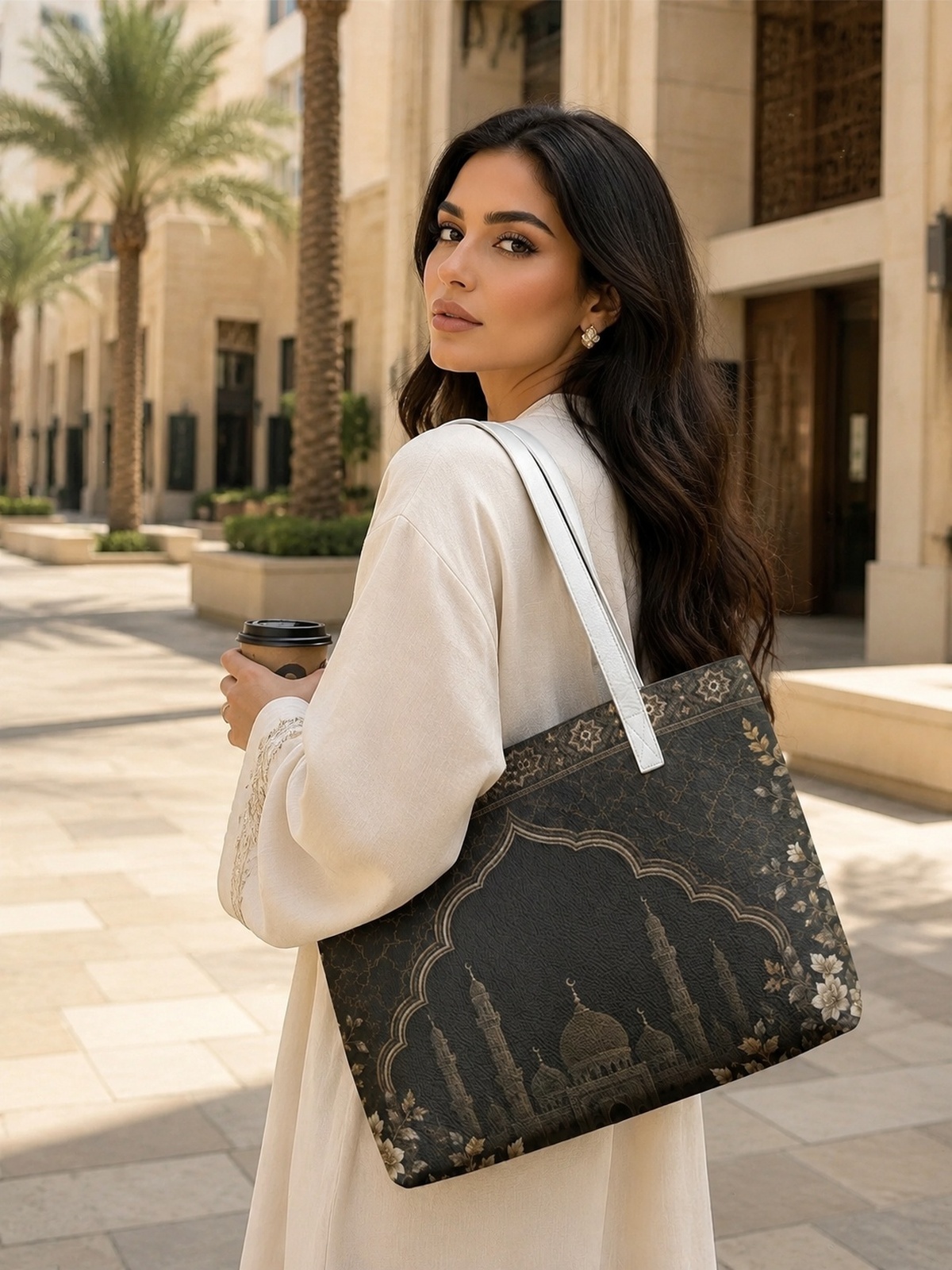 Black Printed Tote 