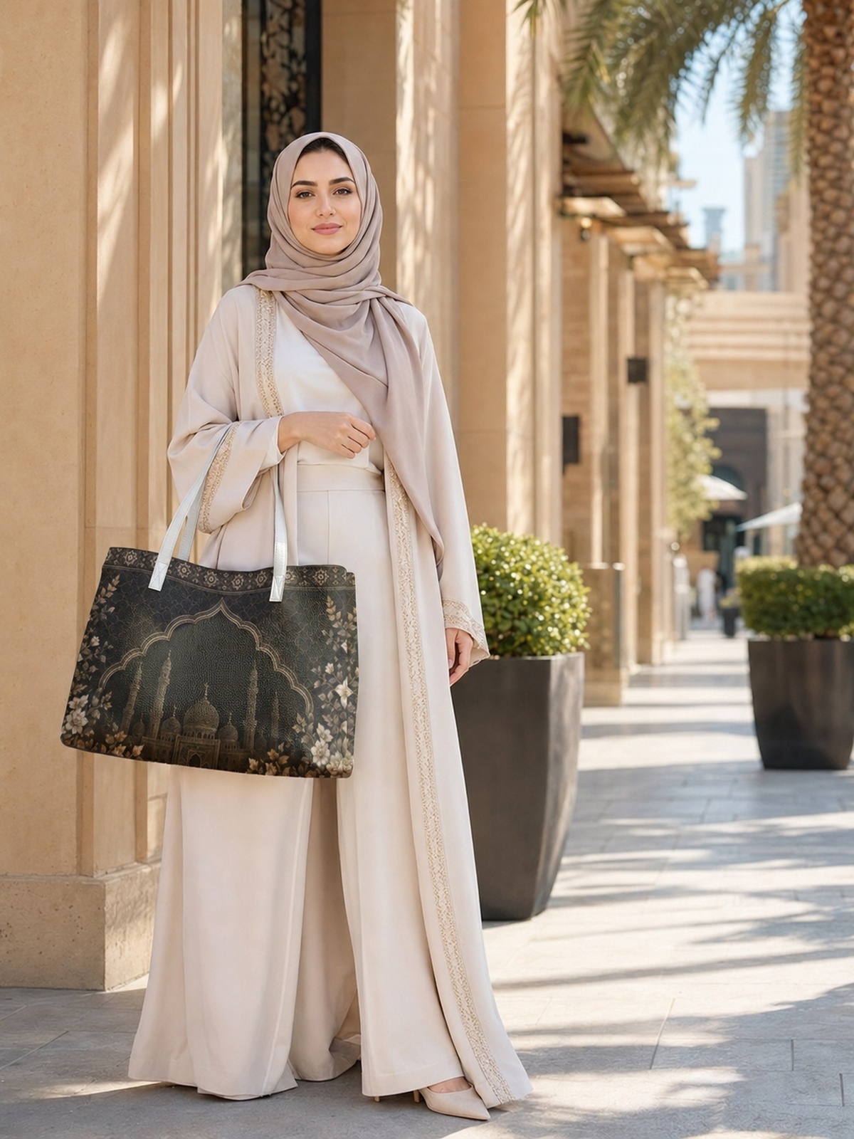 Black Printed Tote 