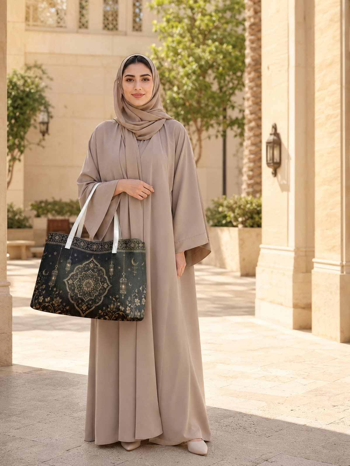 حقيبة توت مطبوعة سوداء