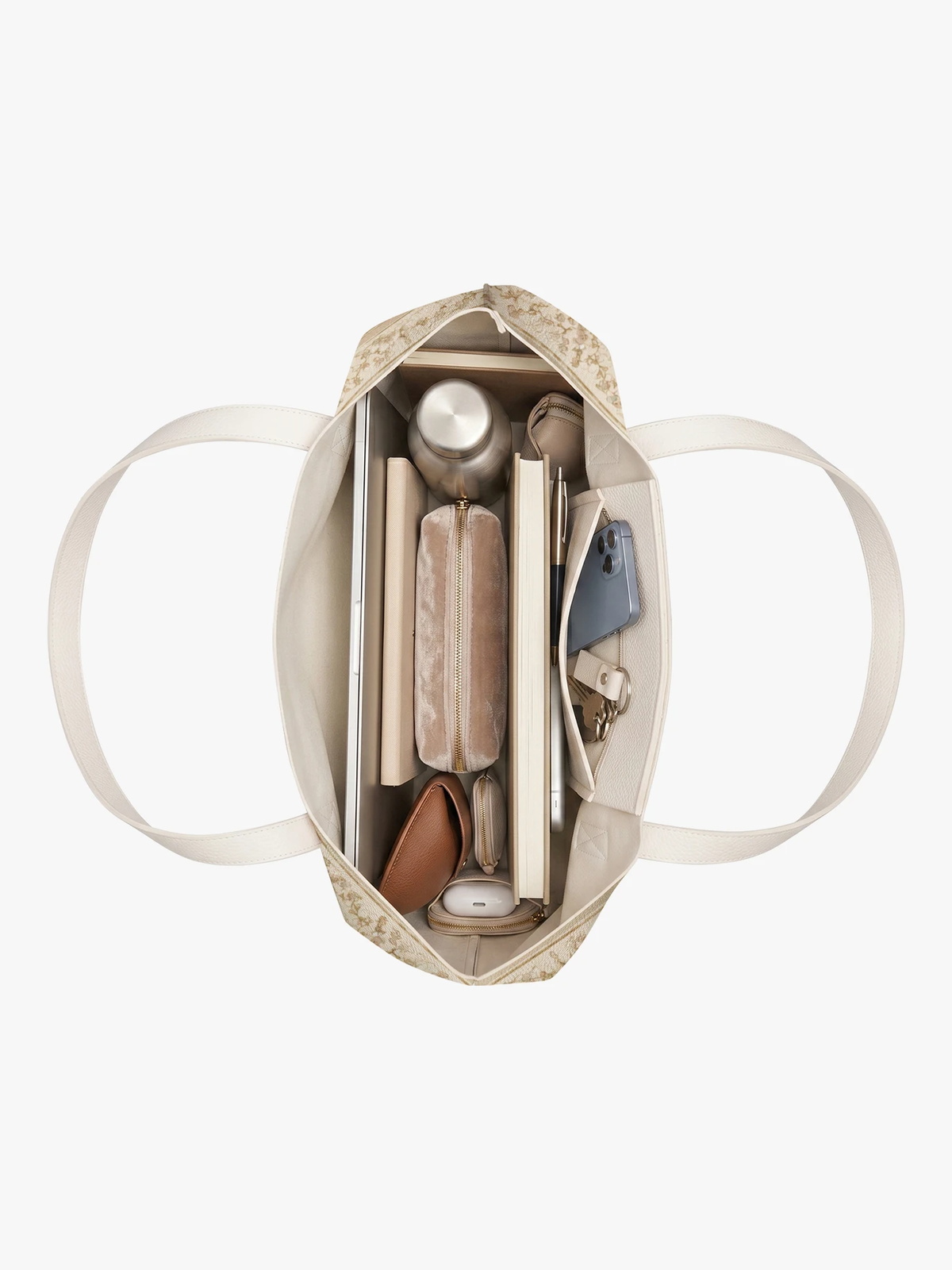 Cream Printed Tote 