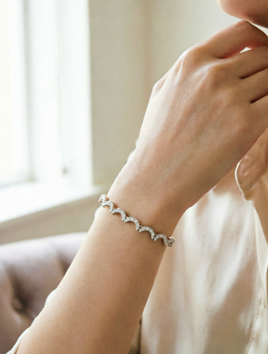 Silver Texture Link Bracelet