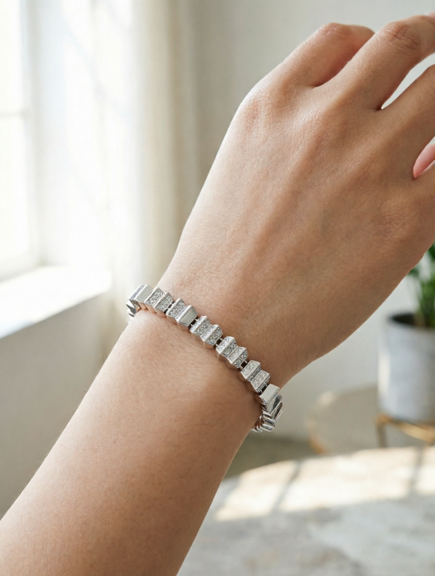 Silver Solid Link Bracelet