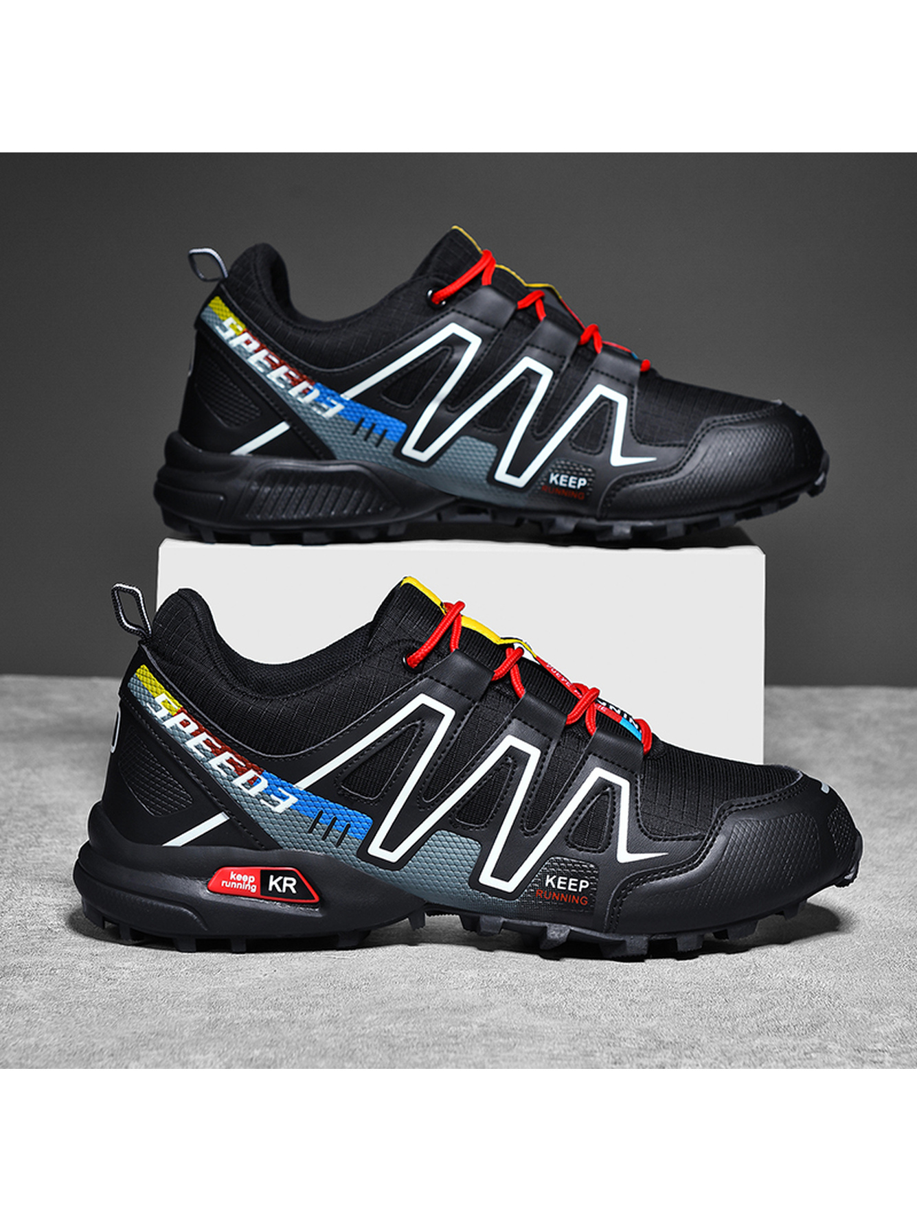 Men Black Trail Running and Hiking Shoes
