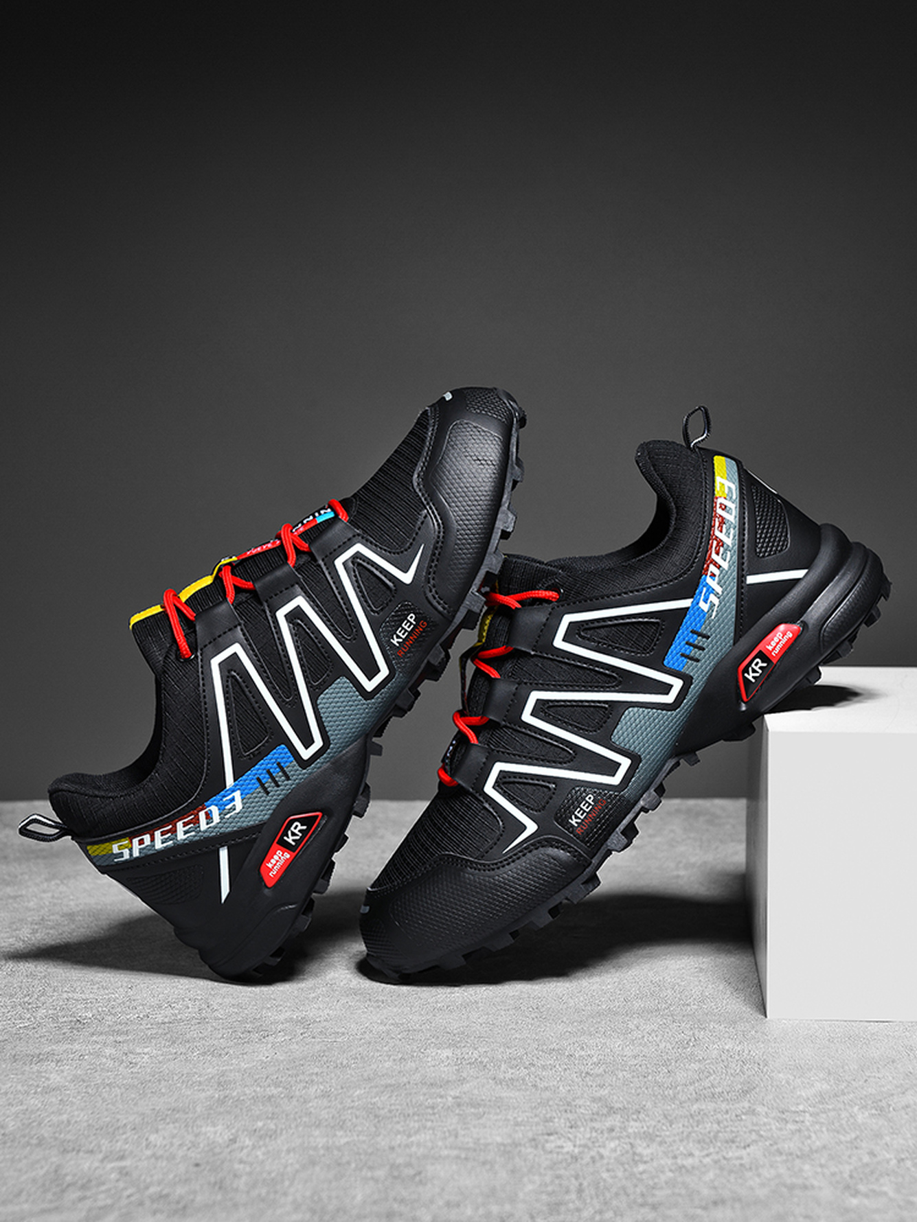 Men Black Trail Running and Hiking Shoes