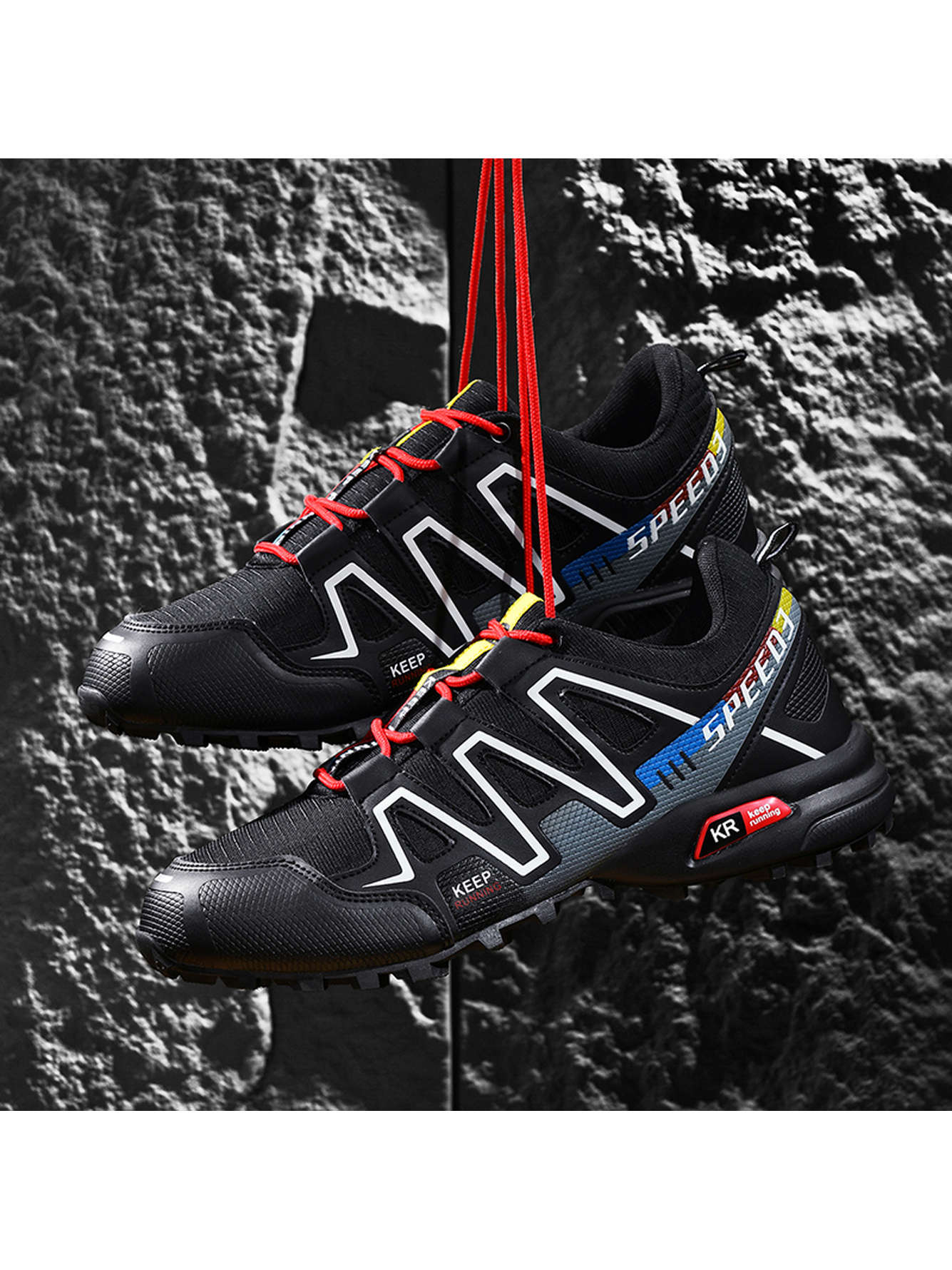 Men Black Trail Running and Hiking Shoes