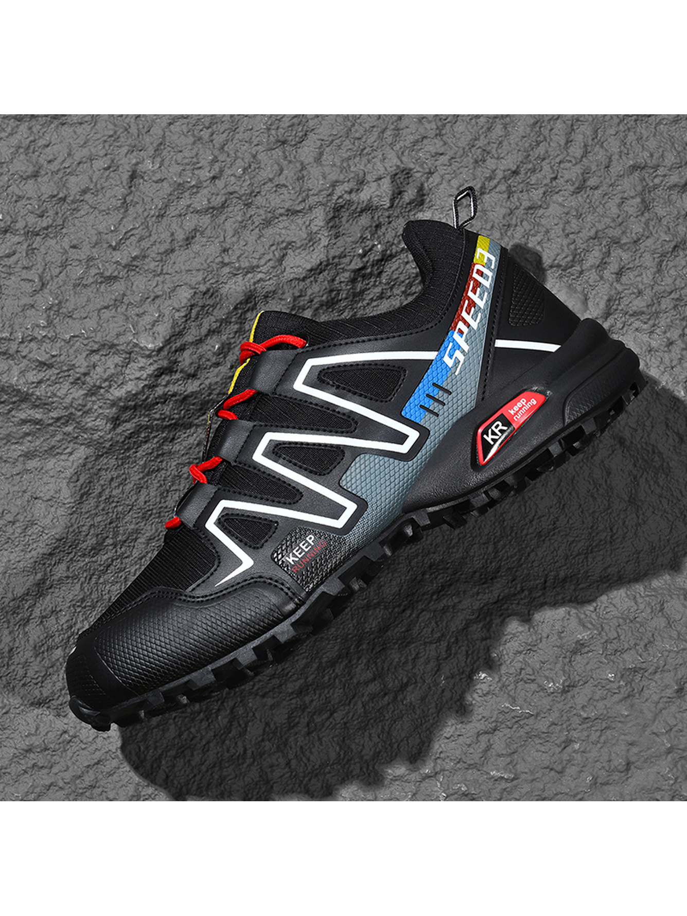 Men Black Trail Running and Hiking Shoes