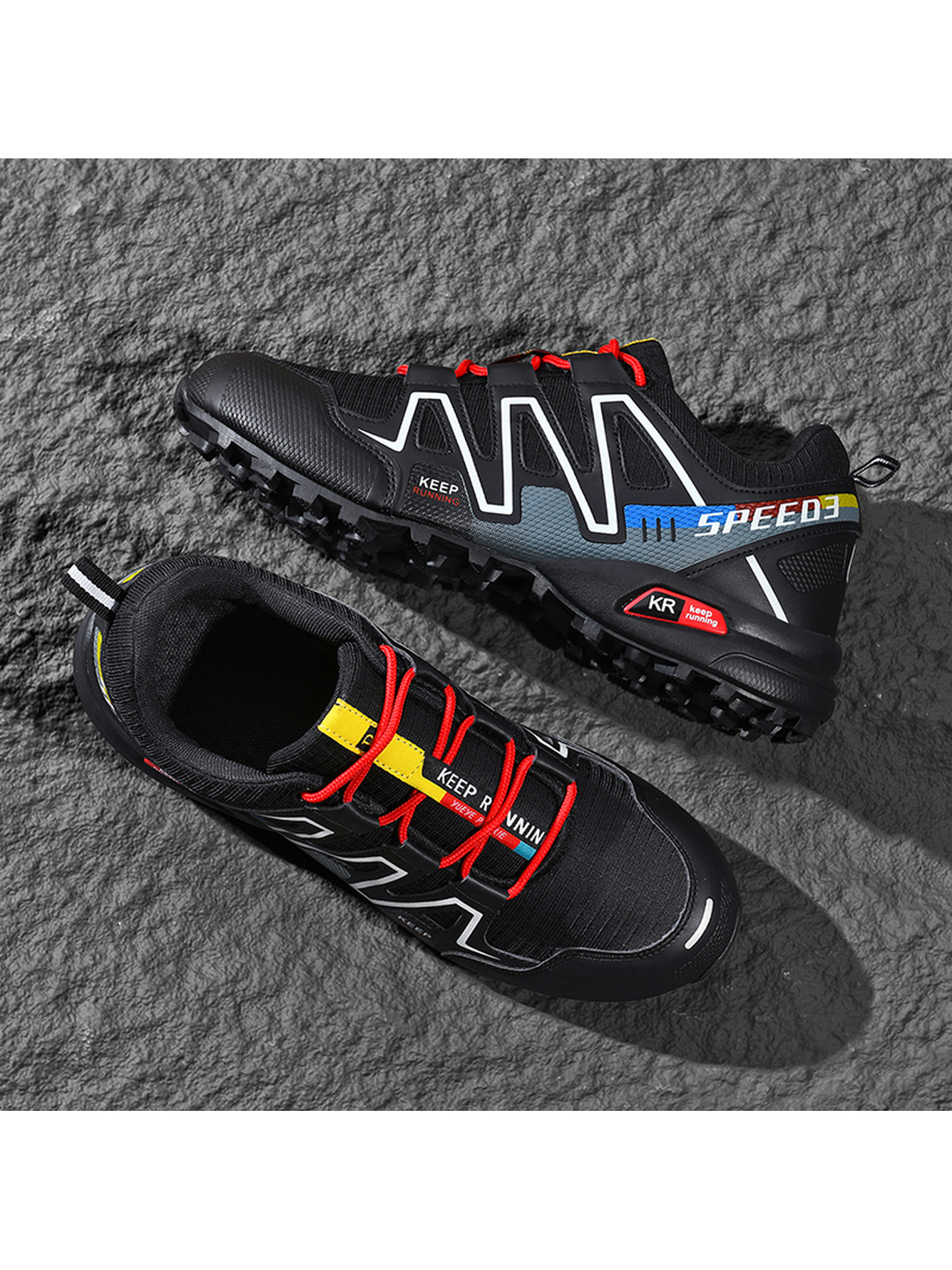 Men Black Trail Running and Hiking Shoes